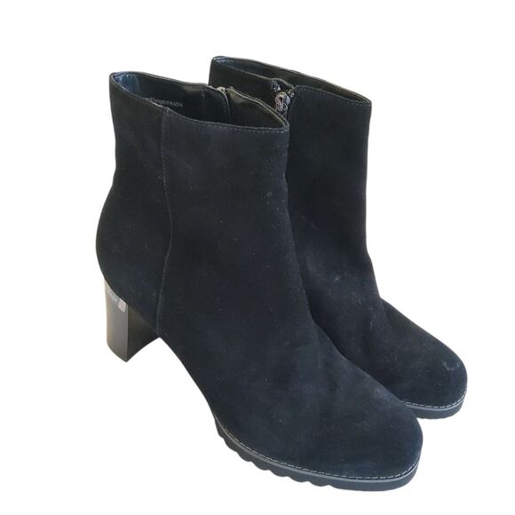 Blondo Shoes - New Blonde Waterproof Suede Leather Black Block Heel Ankle Boots Size 10